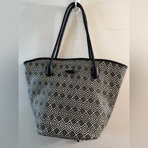 Neiman Marcus Large Boho Beach Black and White Geometric‎ Tote Bag
